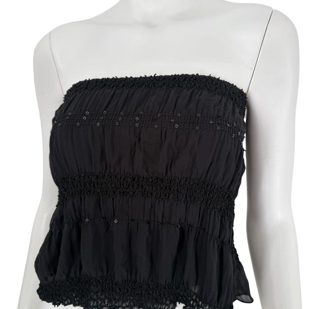 L Patricia Y2K going out club Smocked Convertible Tube TopMini Skirt Sequin Trim